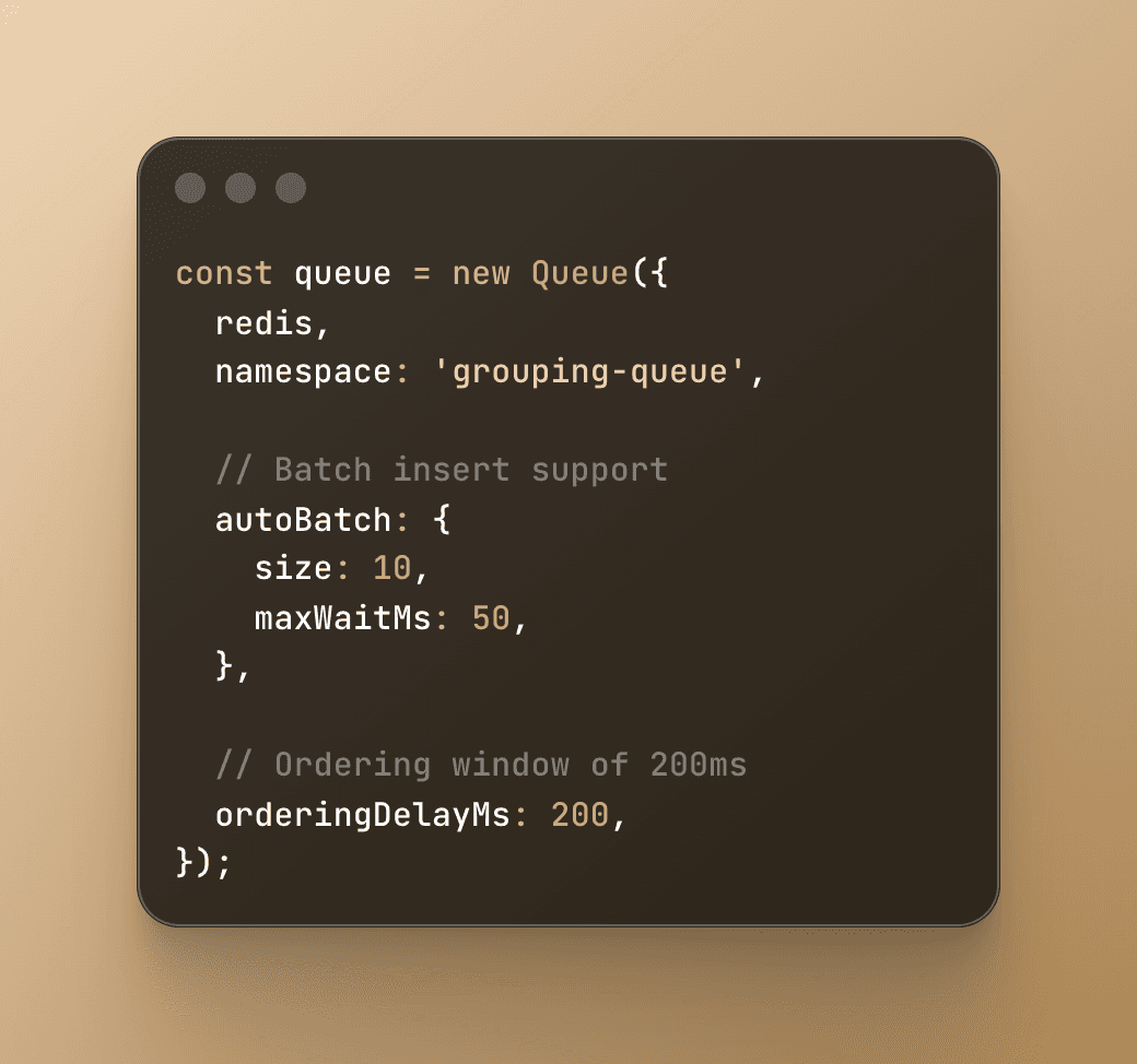 GroupMQ architecture showing how jobs are organized by groups and processed sequentially within each group