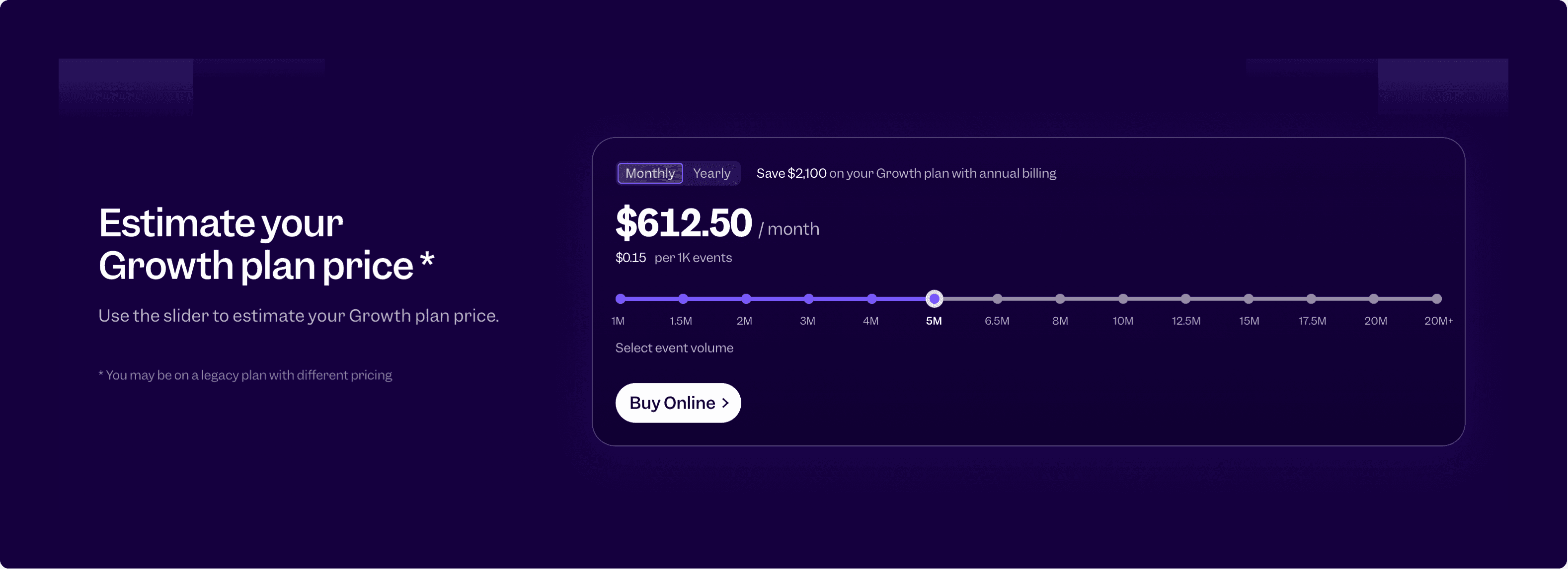 Mixpanel pricing showing the different plans and their prices