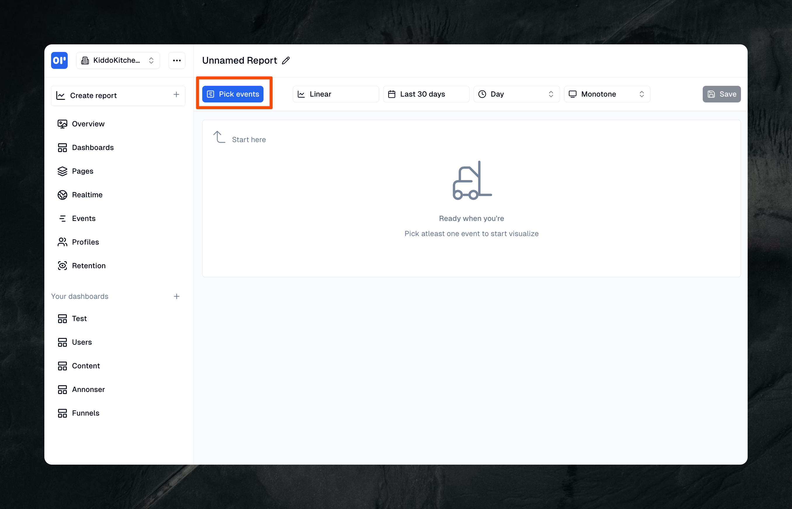 Find the Pick events button