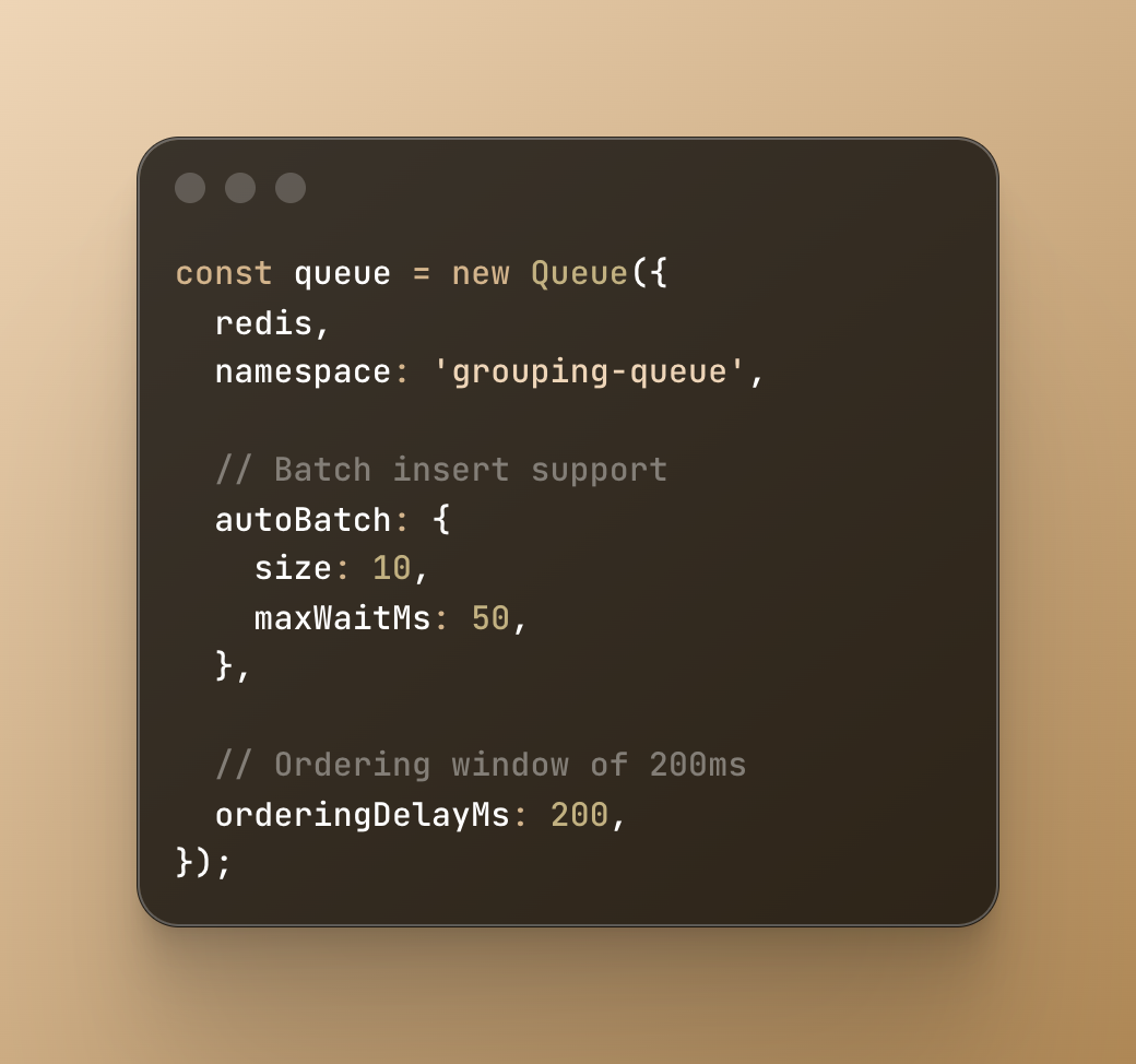 GroupMQ architecture showing how jobs are organized by groups and processed sequentially within each group