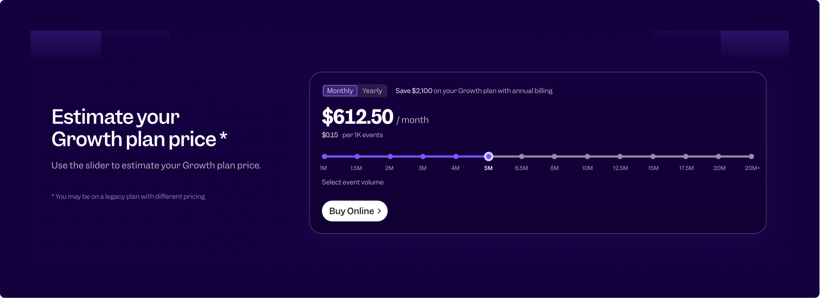 Mixpanel pricing showing the different plans and their prices